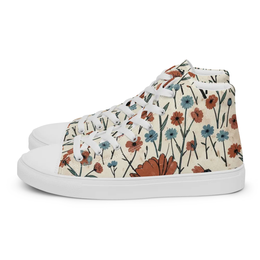Bluebell Ember on Men's High Top Canvas Shoes — Left