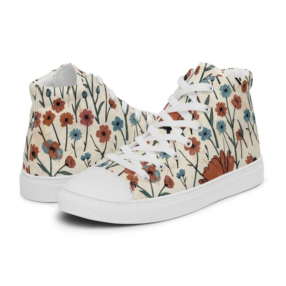 Bluebell Ember on Men's High Top Canvas Shoes — Left