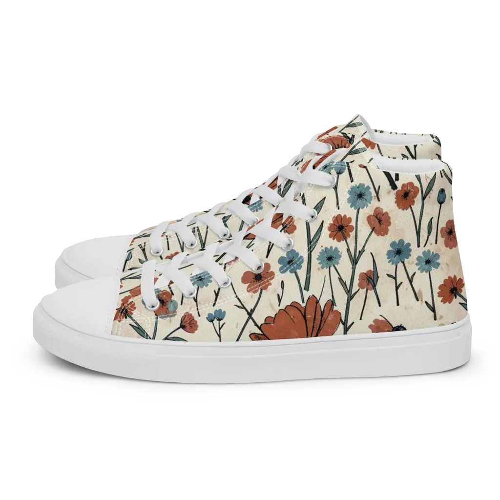 Bluebell Ember on Women's High Top Canvas Shoes — Left