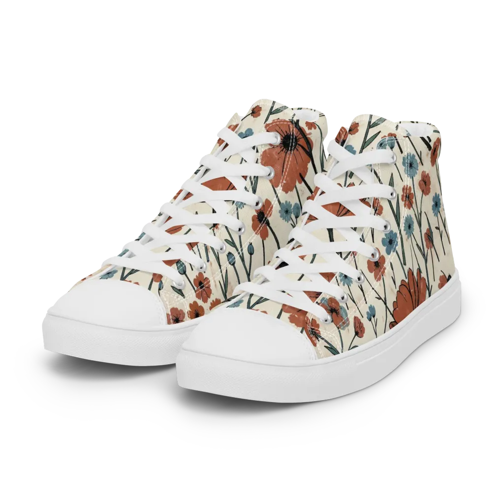 Bluebell Ember on Women's High Top Canvas Shoes — Left Front