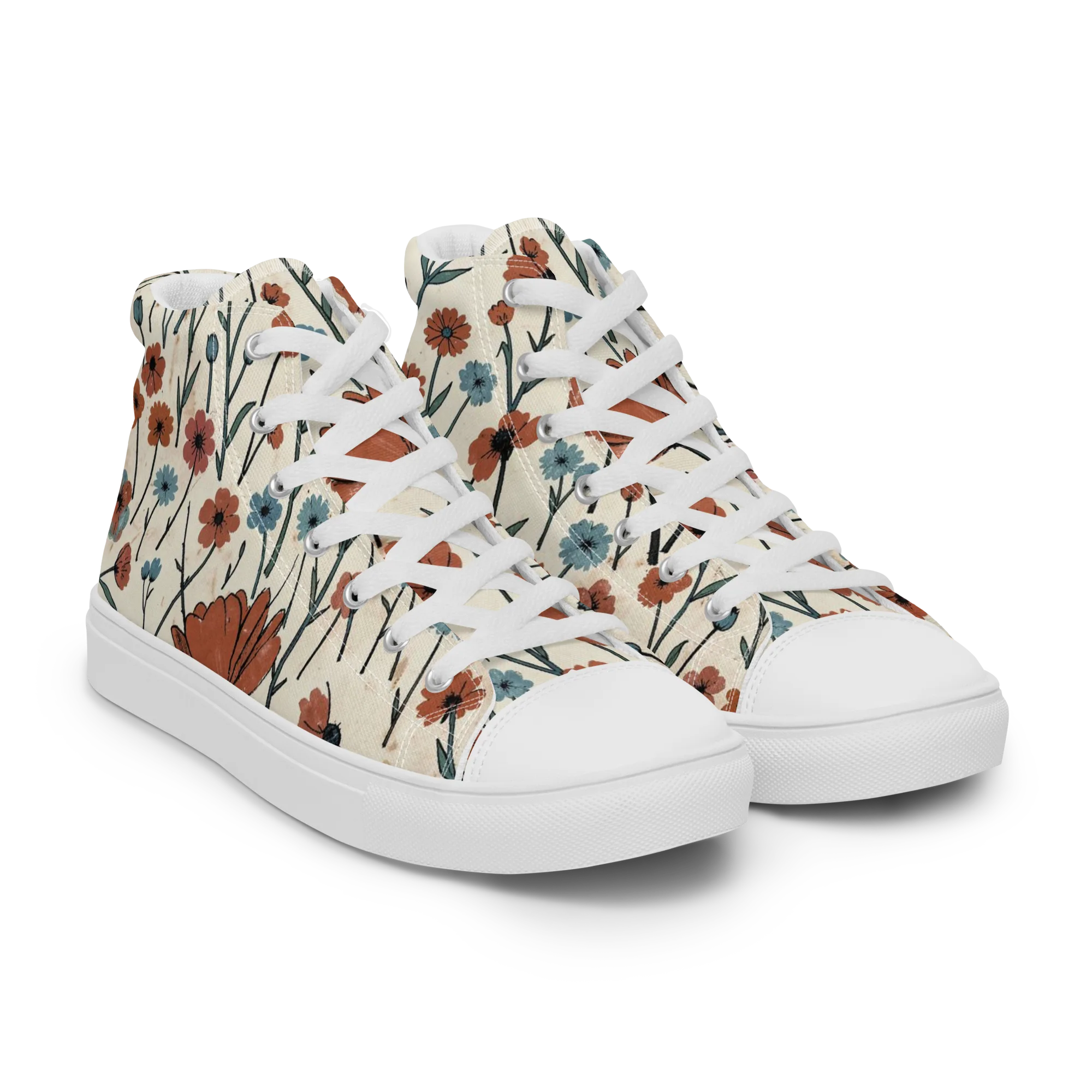 Bluebell Ember on Women's High Top Canvas Shoes — Right Front