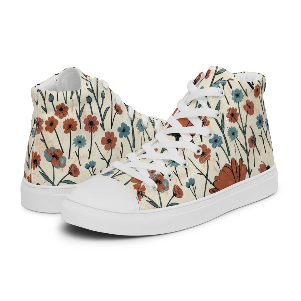 Bluebell Ember on Women's High Top Canvas Shoes — Left