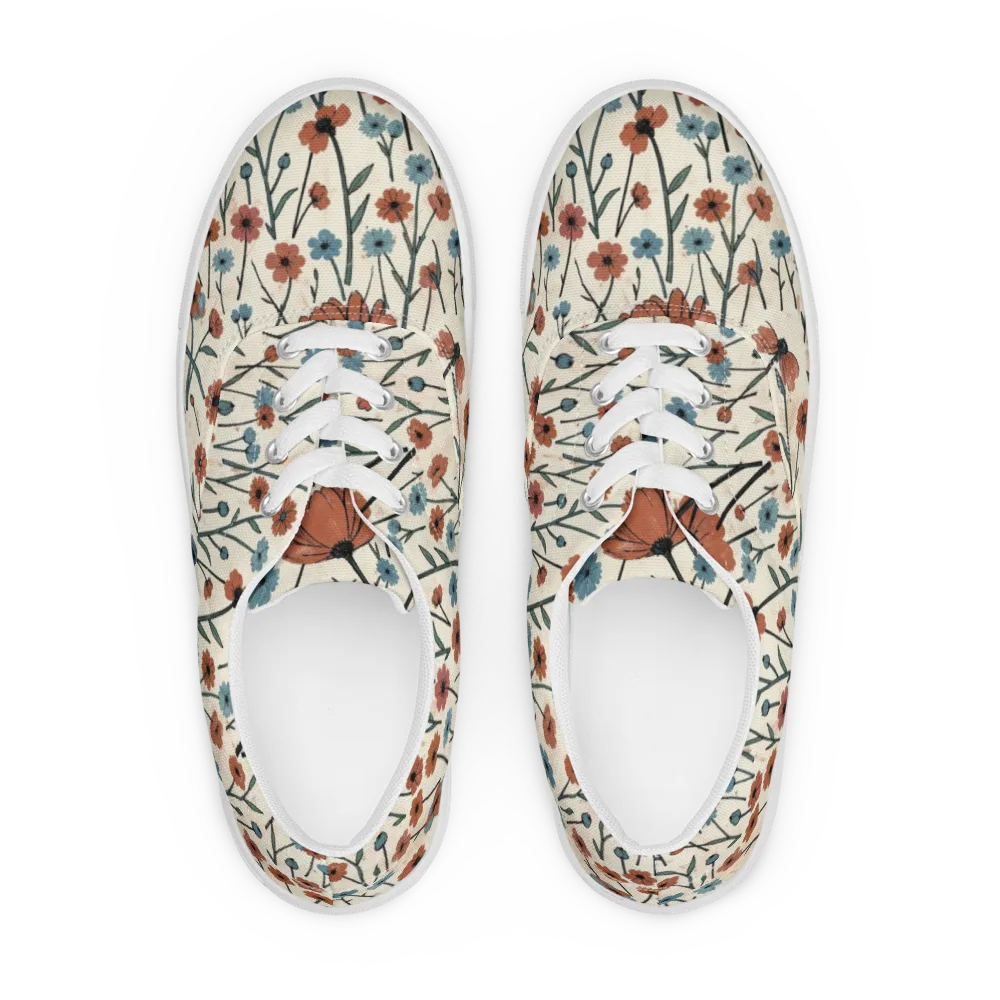 Bluebell Ember on Men's Lace-Up Canvas Shoes — Front