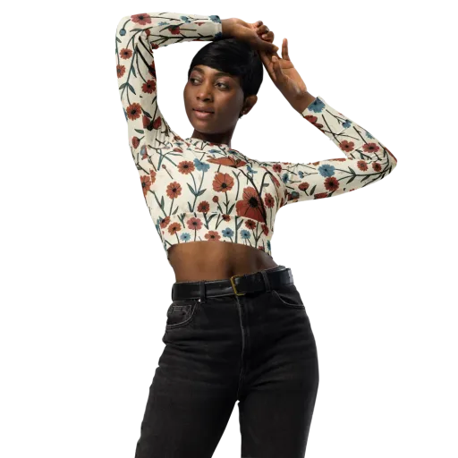 Bluebell Ember on a Long Sleeve Crop Top