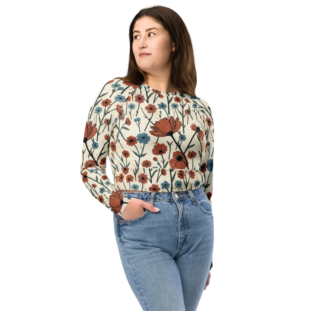 Bluebell Ember on Long Sleeve Crop Top — Front