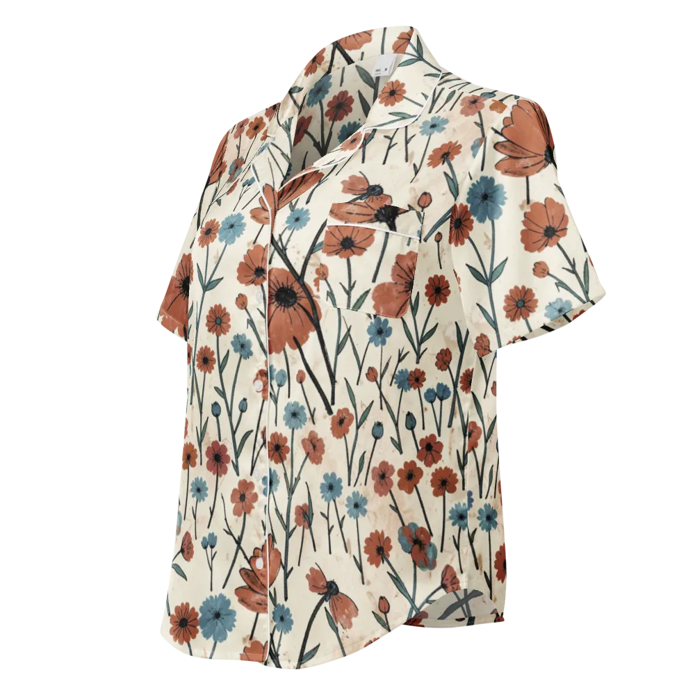 Bluebell Ember on Women's Short Sleeve Pajama Top — Left Front