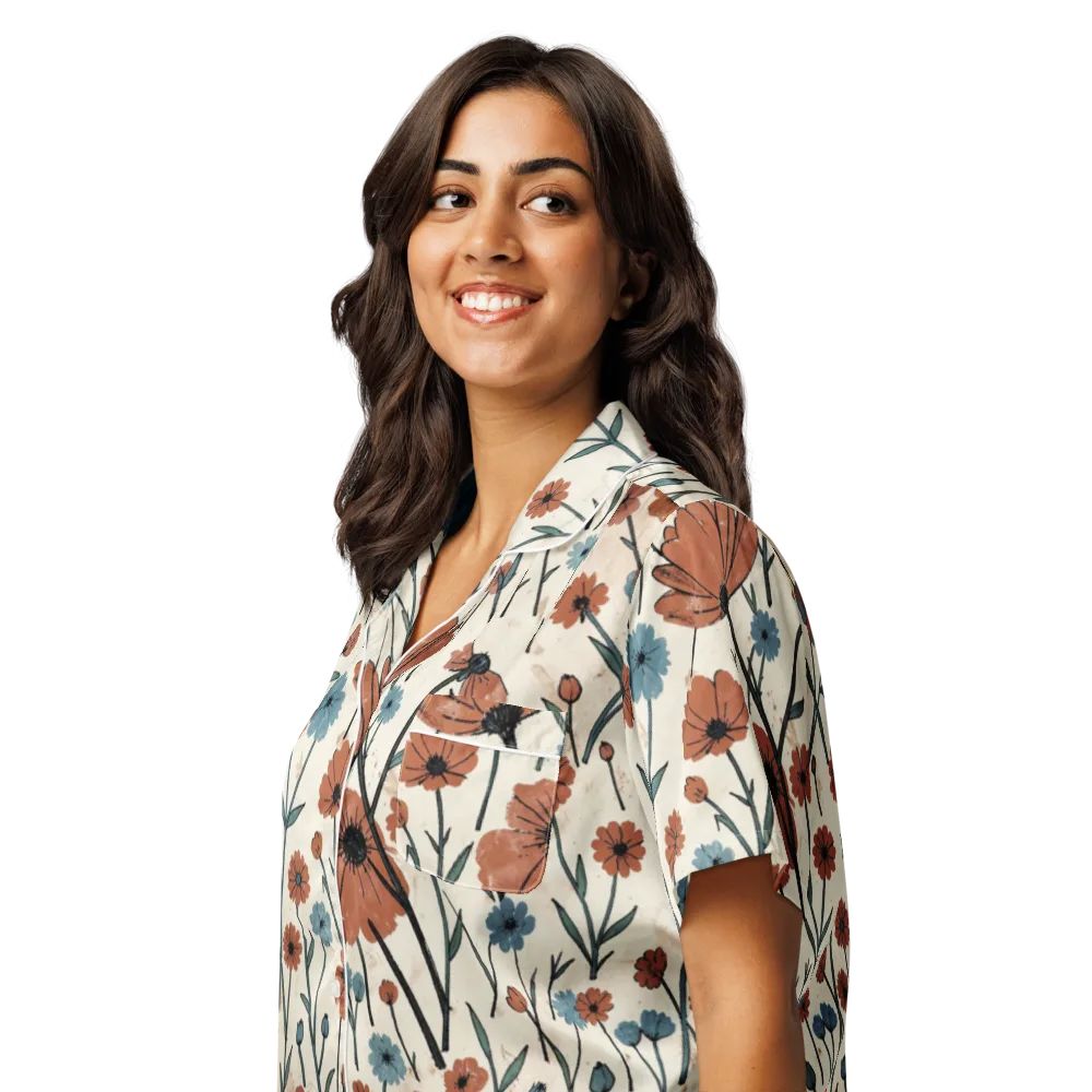Bluebell Ember on Women's Short Sleeve Pajama Top — Left Front