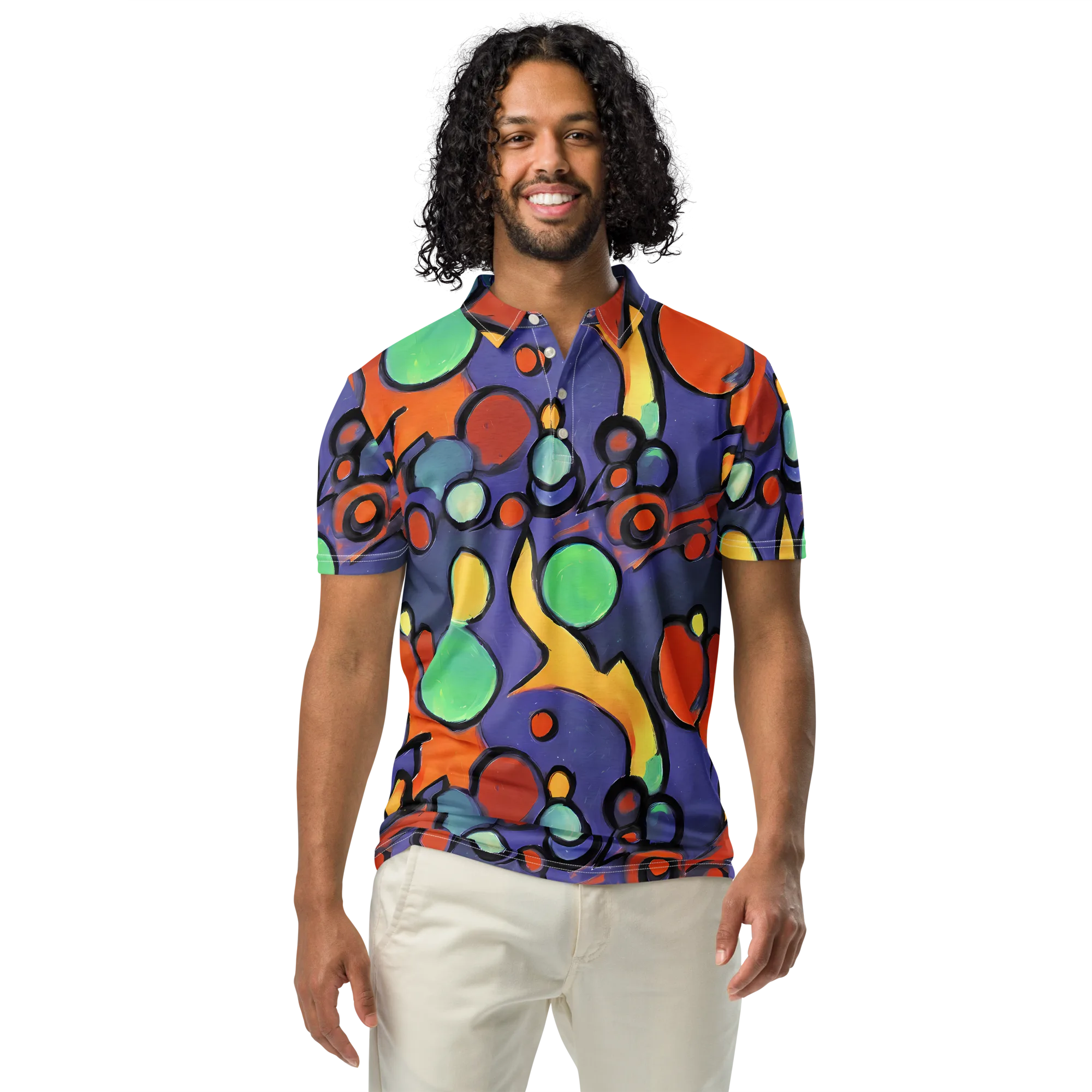 Cosmic Bubblegum on Men's Slim Fit Polo Shirt — Front
