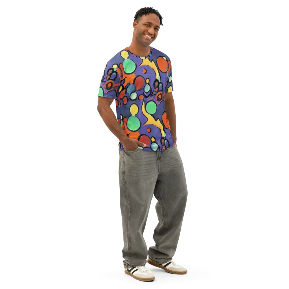Cosmic Bubblegum on Men's Cotton Crew Neck T-Shirt — Right Front