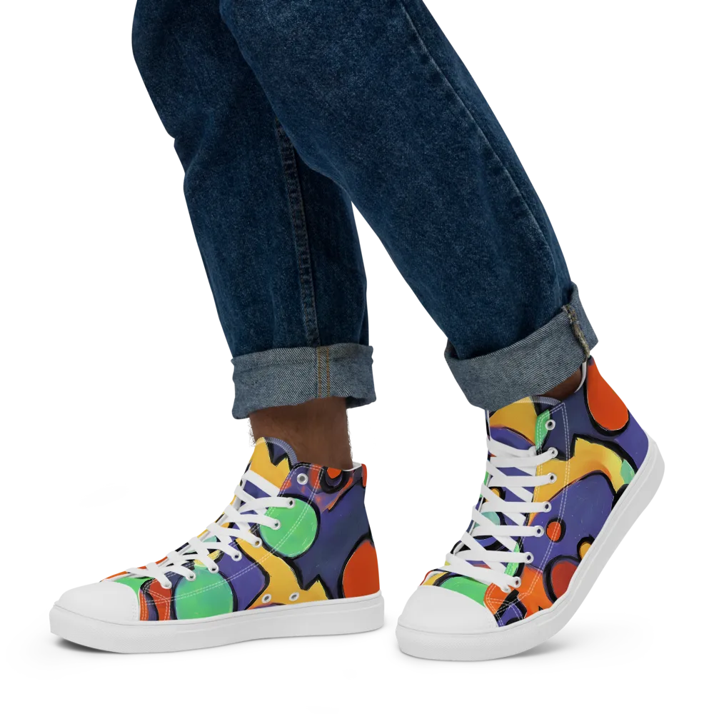 Cosmic Bubblegum on Men's High Top Canvas Shoes — Left