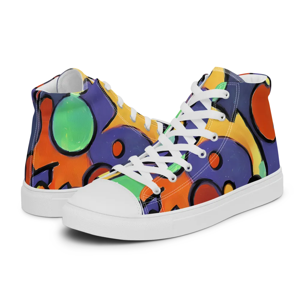 Cosmic Bubblegum on Women's High Top Canvas Shoes — Left