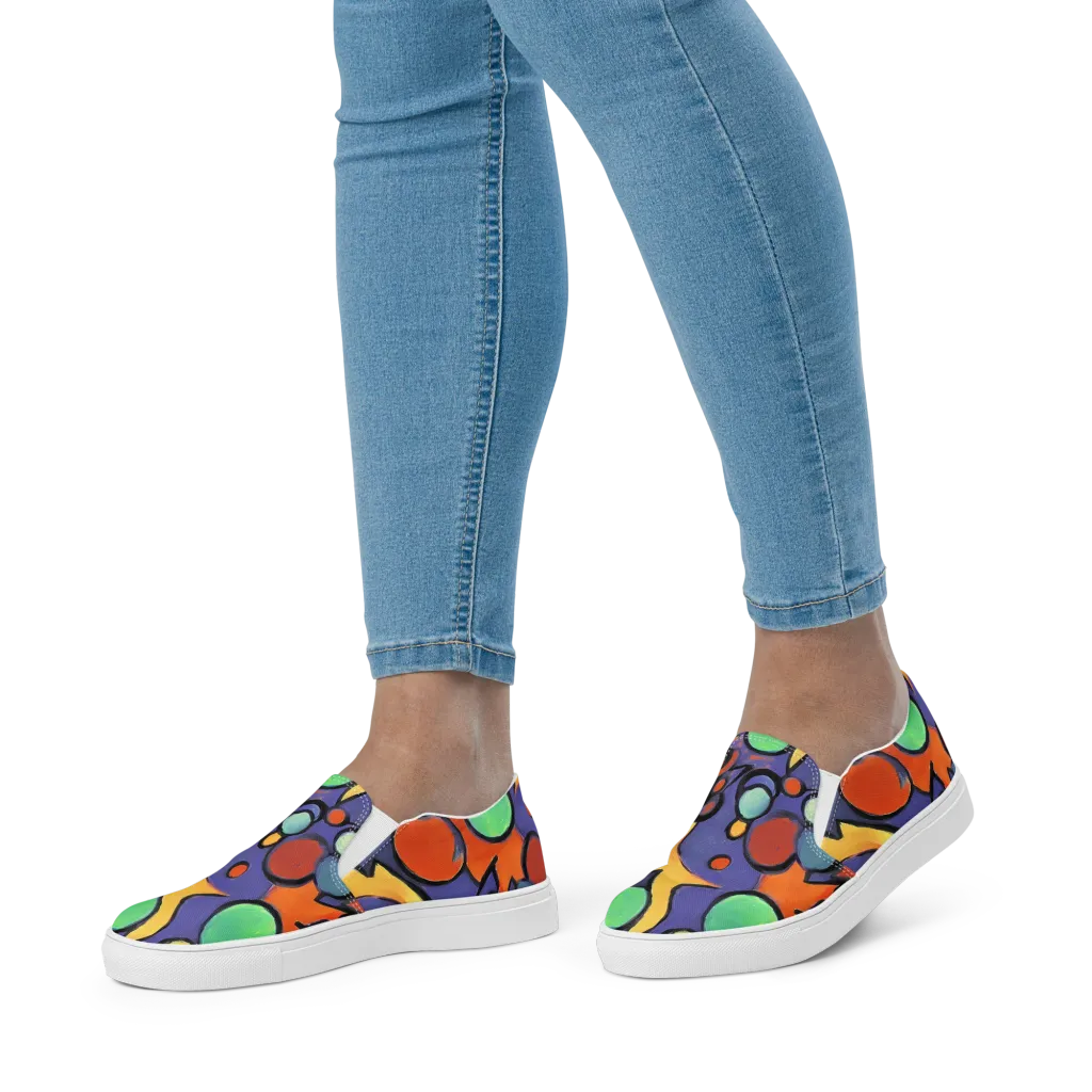 Cosmic Bubblegum on Women's Slip-On Canvas Shoes — Front