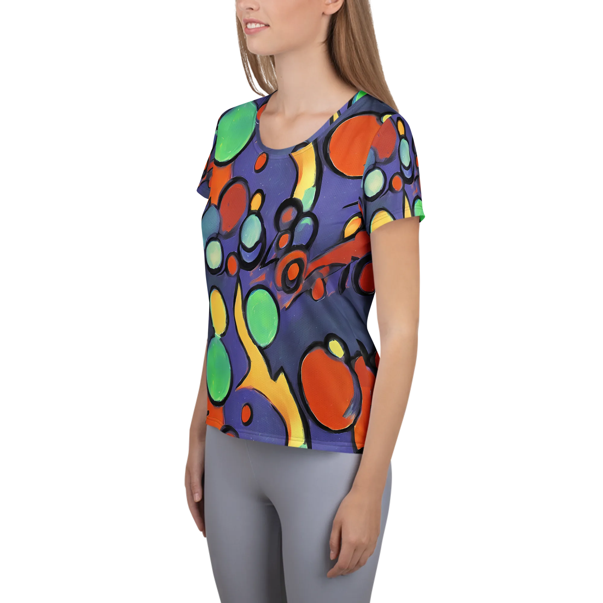 Cosmic Bubblegum on Women's Athletic T-Shirt — Left