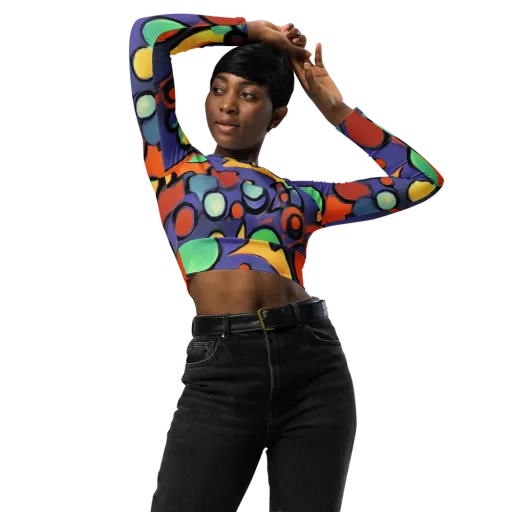 Cosmic Bubblegum on a Long Sleeve Crop Top