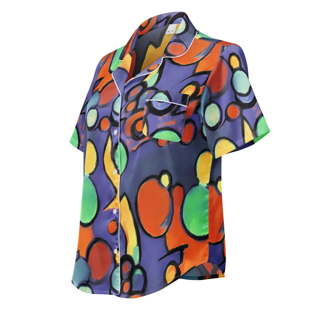 Cosmic Bubblegum on Women's Short Sleeve Pajama Top — Left Front