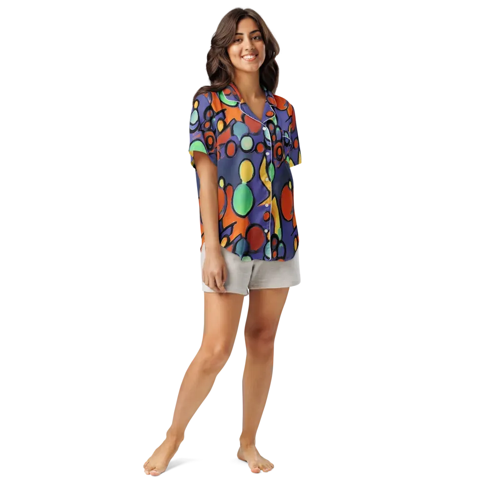 Cosmic Bubblegum on Women's Short Sleeve Pajama Top — Front