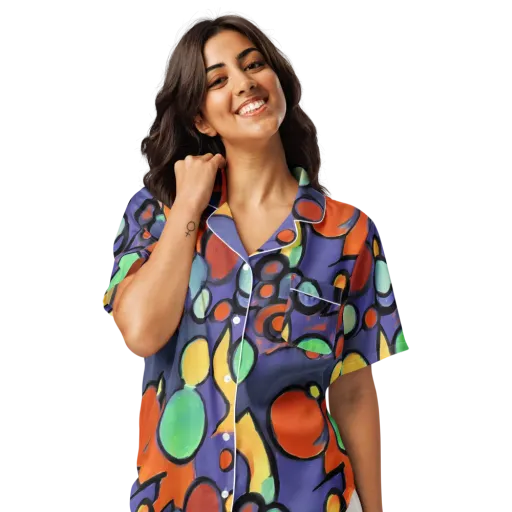 Cosmic Bubblegum on a Women's Short Sleeve Pajama Top