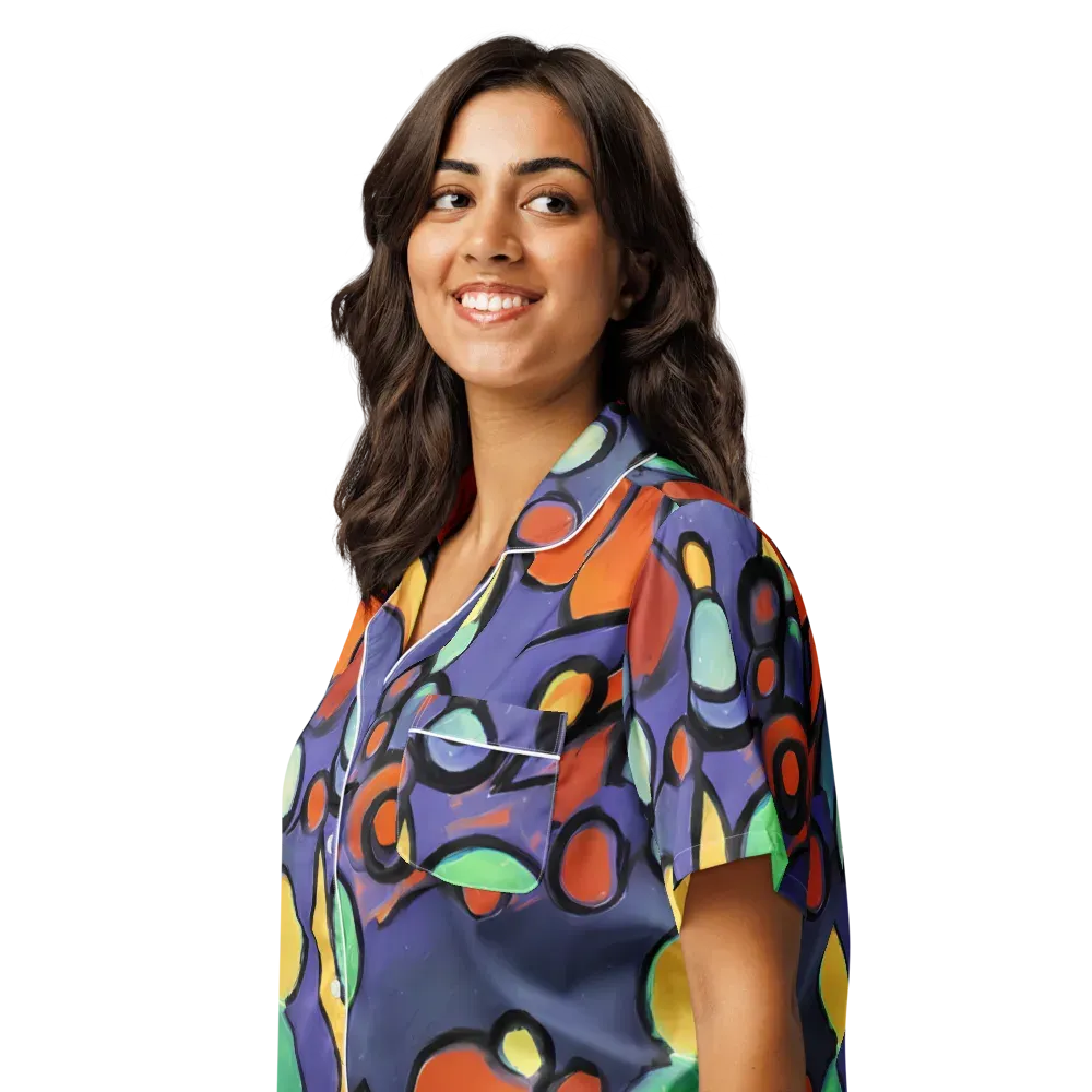 Cosmic Bubblegum on Women's Short Sleeve Pajama Top — Left Front