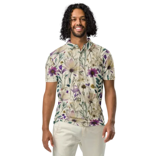 Dusk Botanica on a Men's Slim Fit Polo Shirt