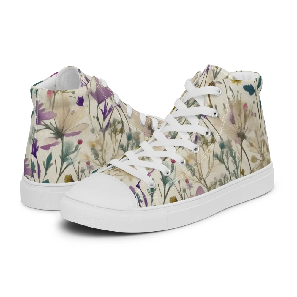 Dusk Botanica on Men's High Top Canvas Shoes — Left