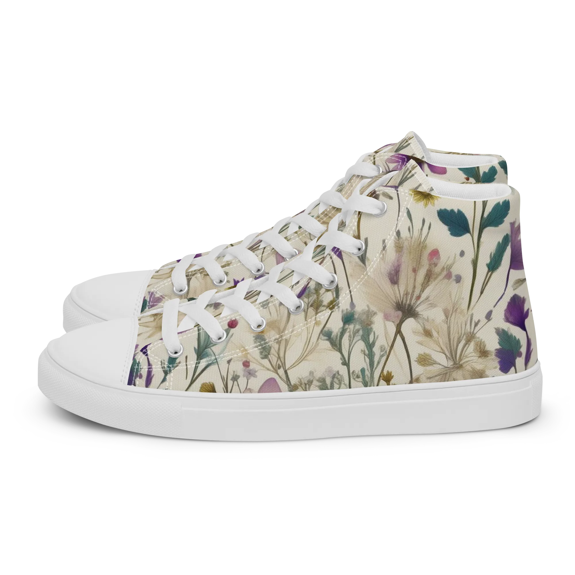 Dusk Botanica on Women's High Top Canvas Shoes — Left