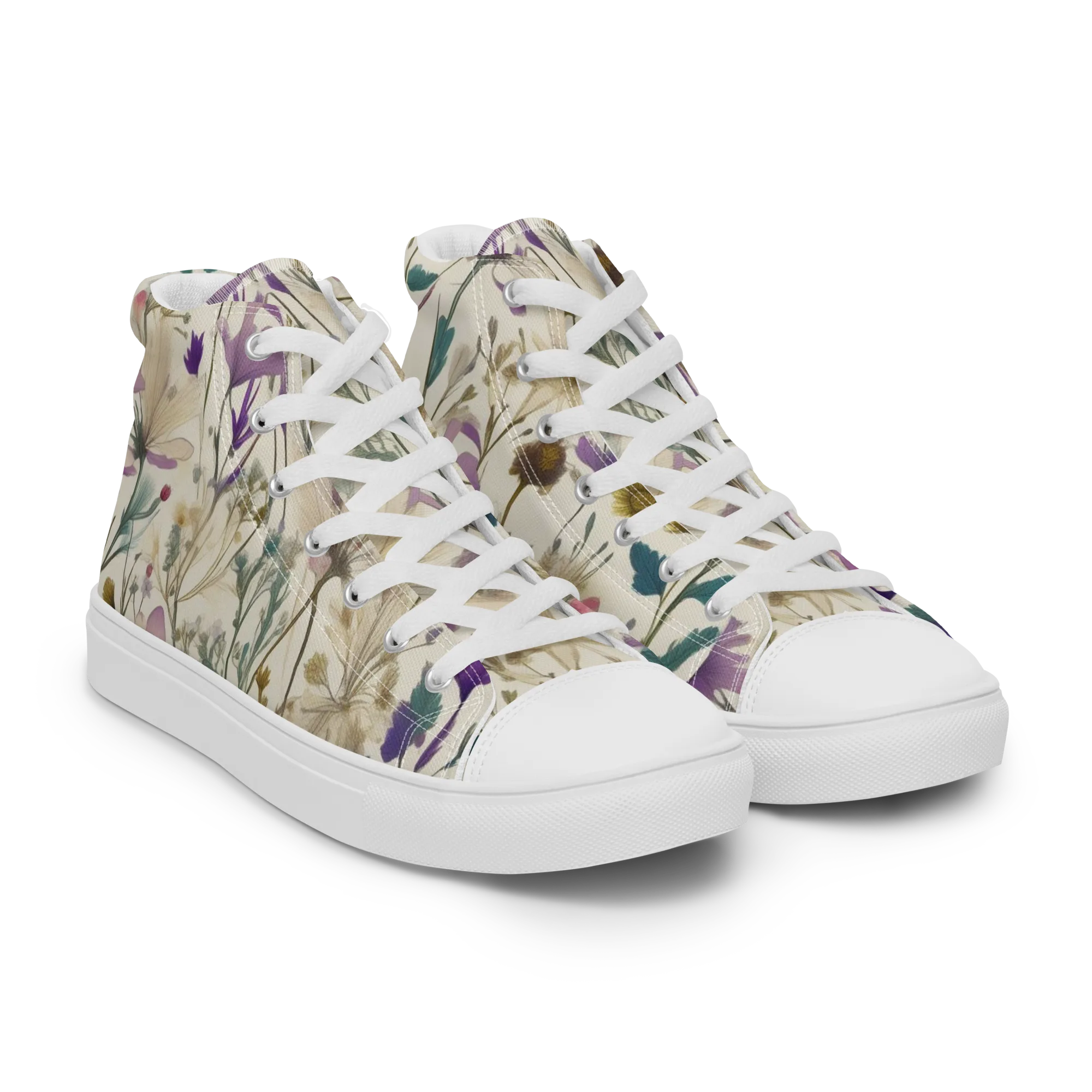 Dusk Botanica on Women's High Top Canvas Shoes — Right Front