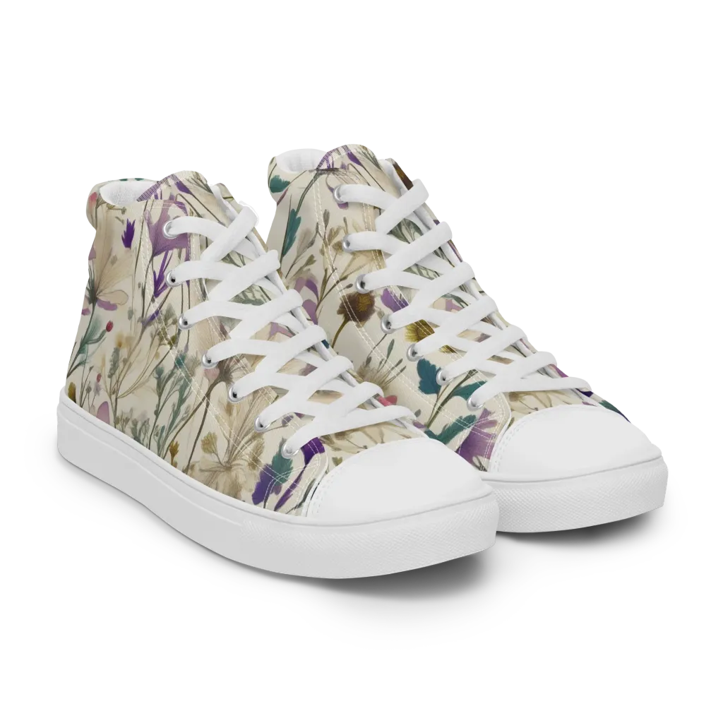 Dusk Botanica on Women's High Top Canvas Shoes — Right Front