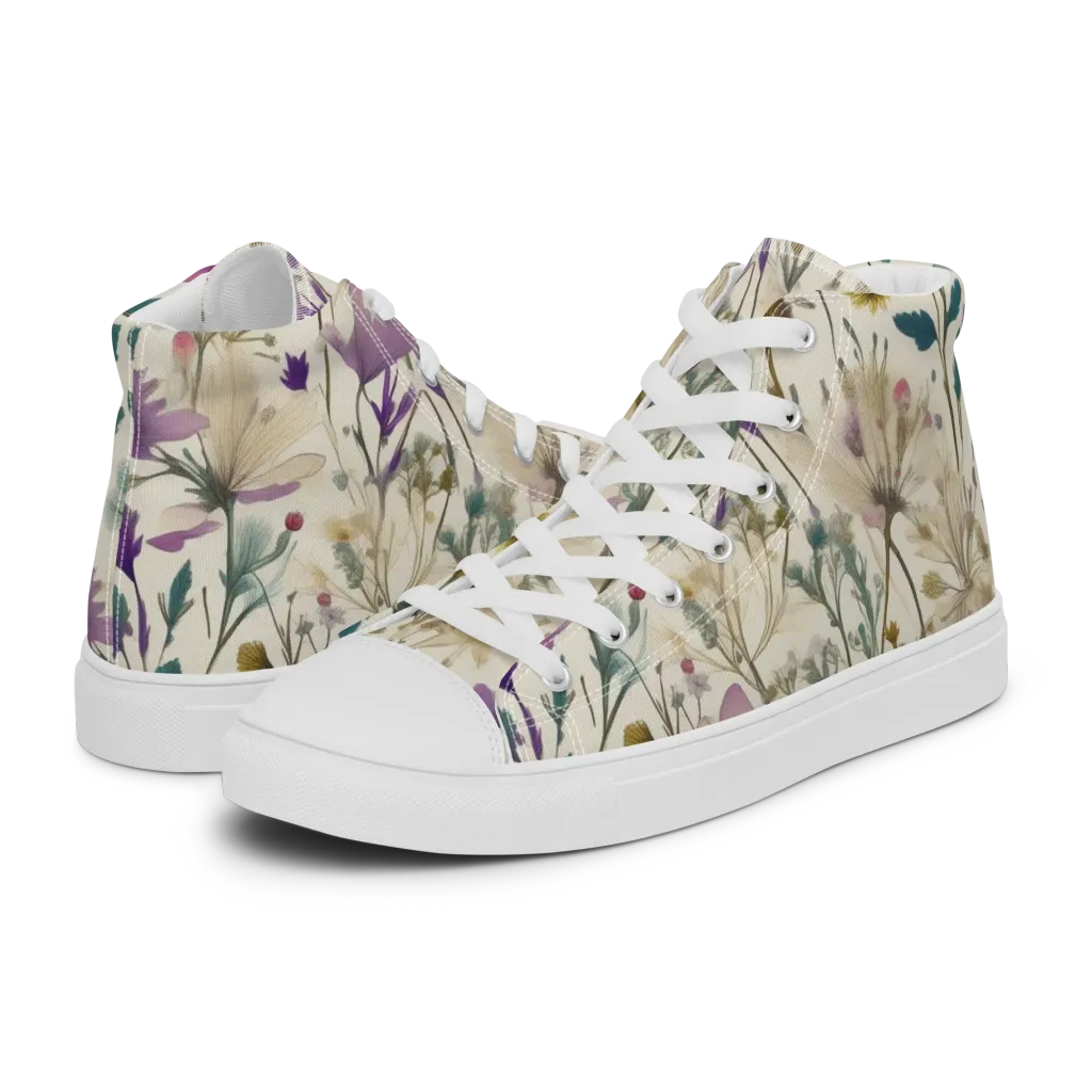 Dusk Botanica on Women's High Top Canvas Shoes — Left