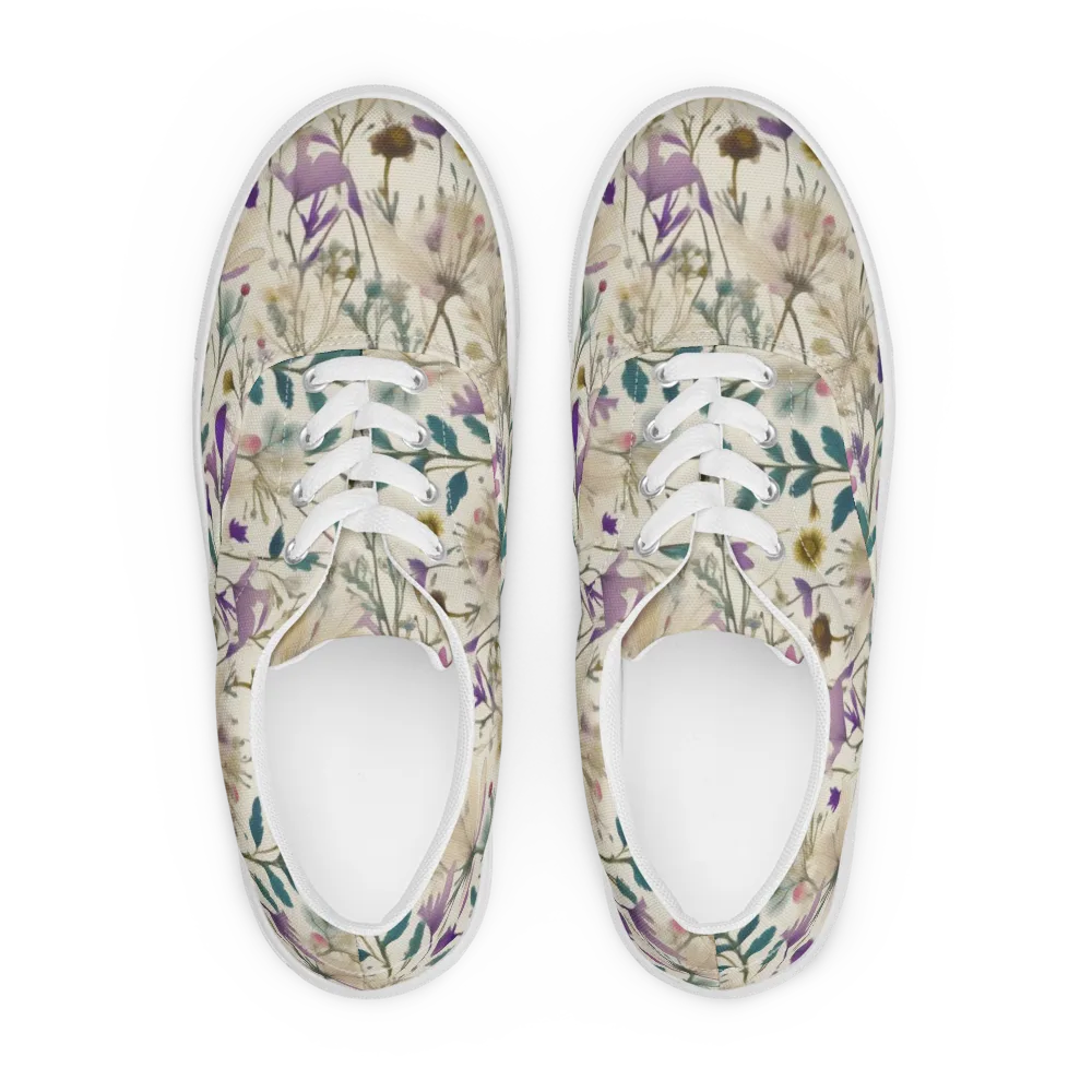 Dusk Botanica on Men's Lace-Up Canvas Shoes — Front