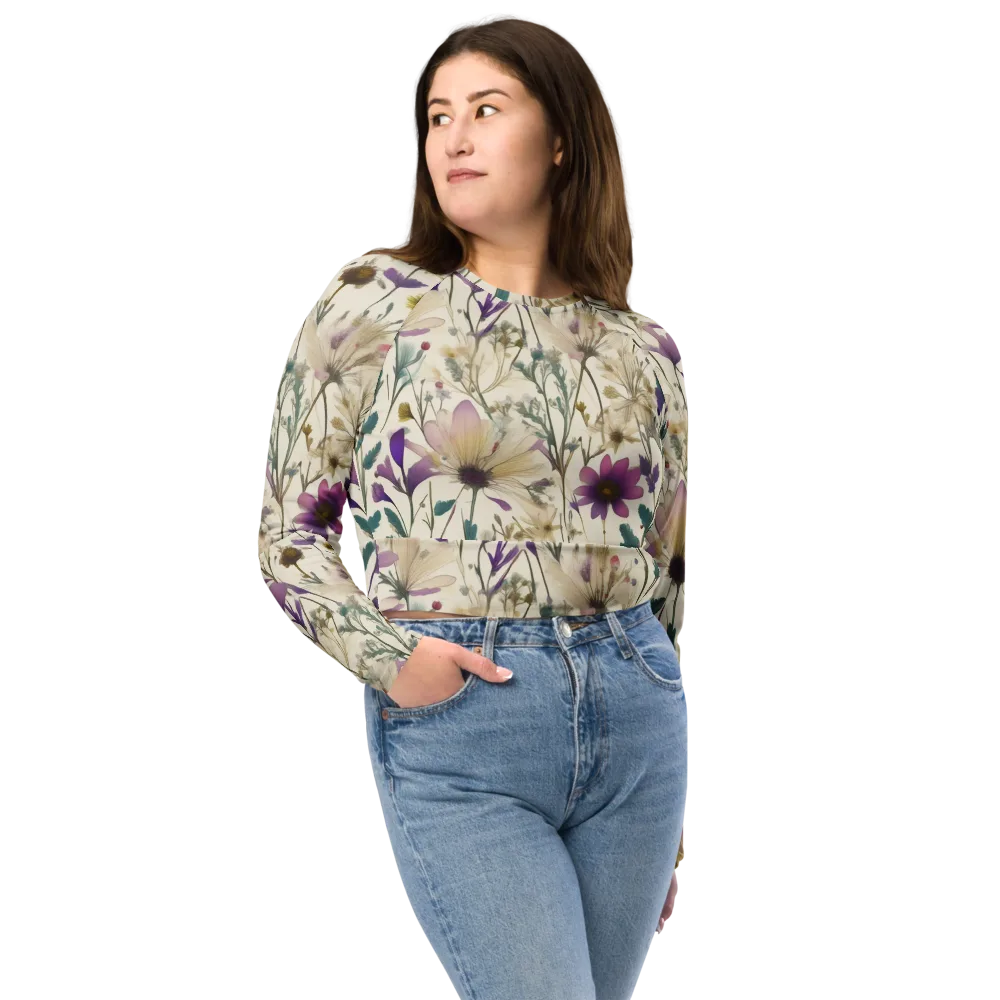 Dusk Botanica on Long Sleeve Crop Top — Front