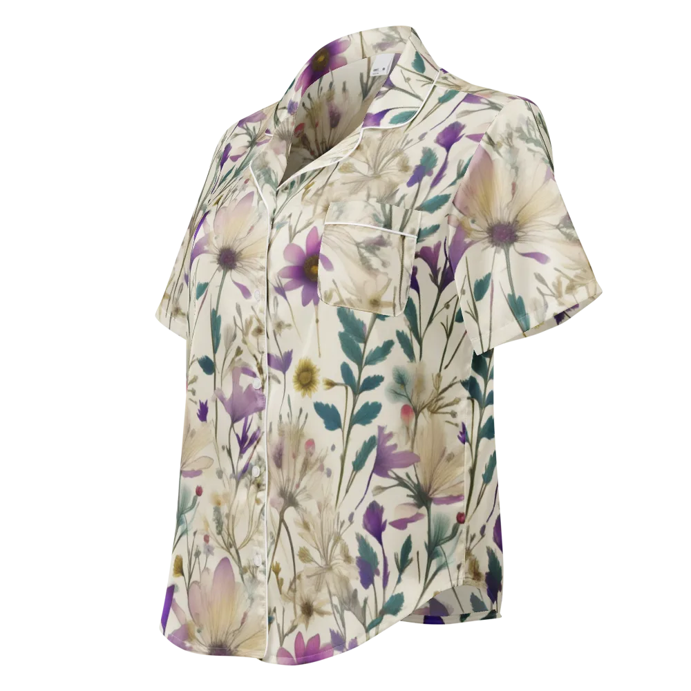 Dusk Botanica on Women's Short Sleeve Pajama Top — Left Front