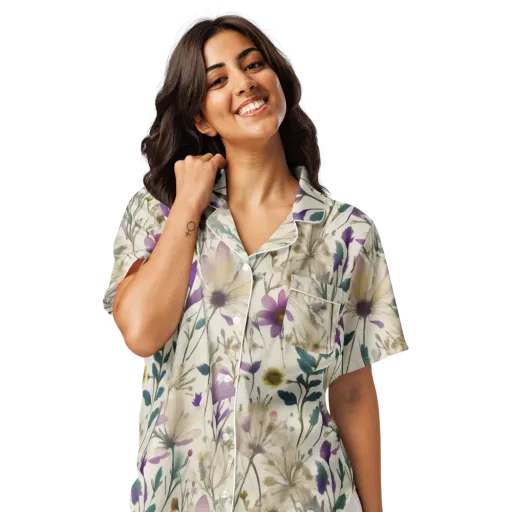 Dusk Botanica on a Women's Short Sleeve Pajama Top