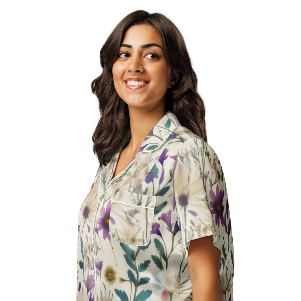 Dusk Botanica on Women's Short Sleeve Pajama Top — Left Front