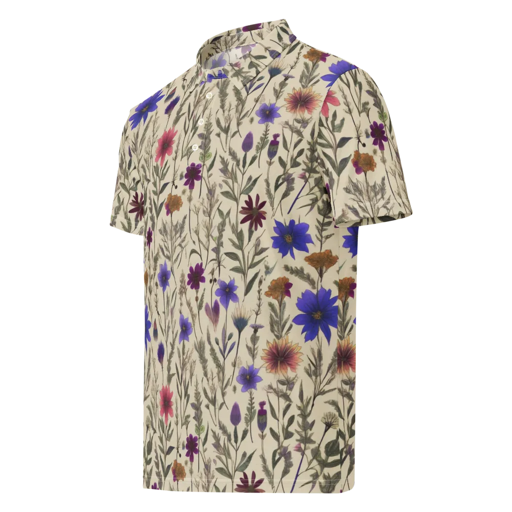 Wildflower Herbarium on Men's Slim Fit Polo Shirt — Left Front