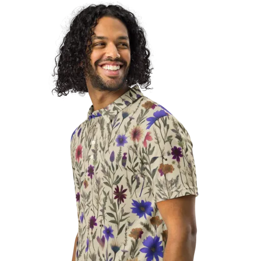 Wildflower Herbarium on a Men's Slim Fit Polo Shirt