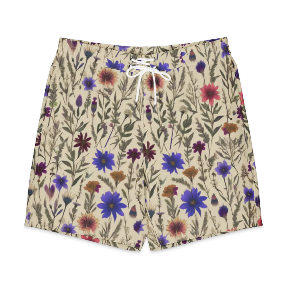 Wildflower Herbarium on Men's Board Shorts — Front