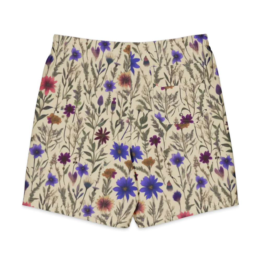 Wildflower Herbarium on Men's Board Shorts — Back