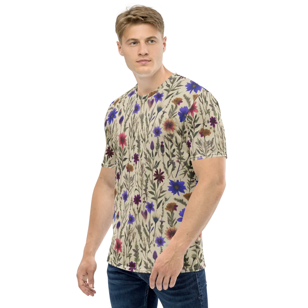 Wildflower Herbarium on Men's Crew Neck T-Shirt — Left
