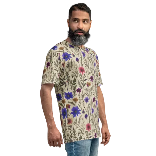 Wildflower Herbarium on a Men's Crew Neck T-Shirt