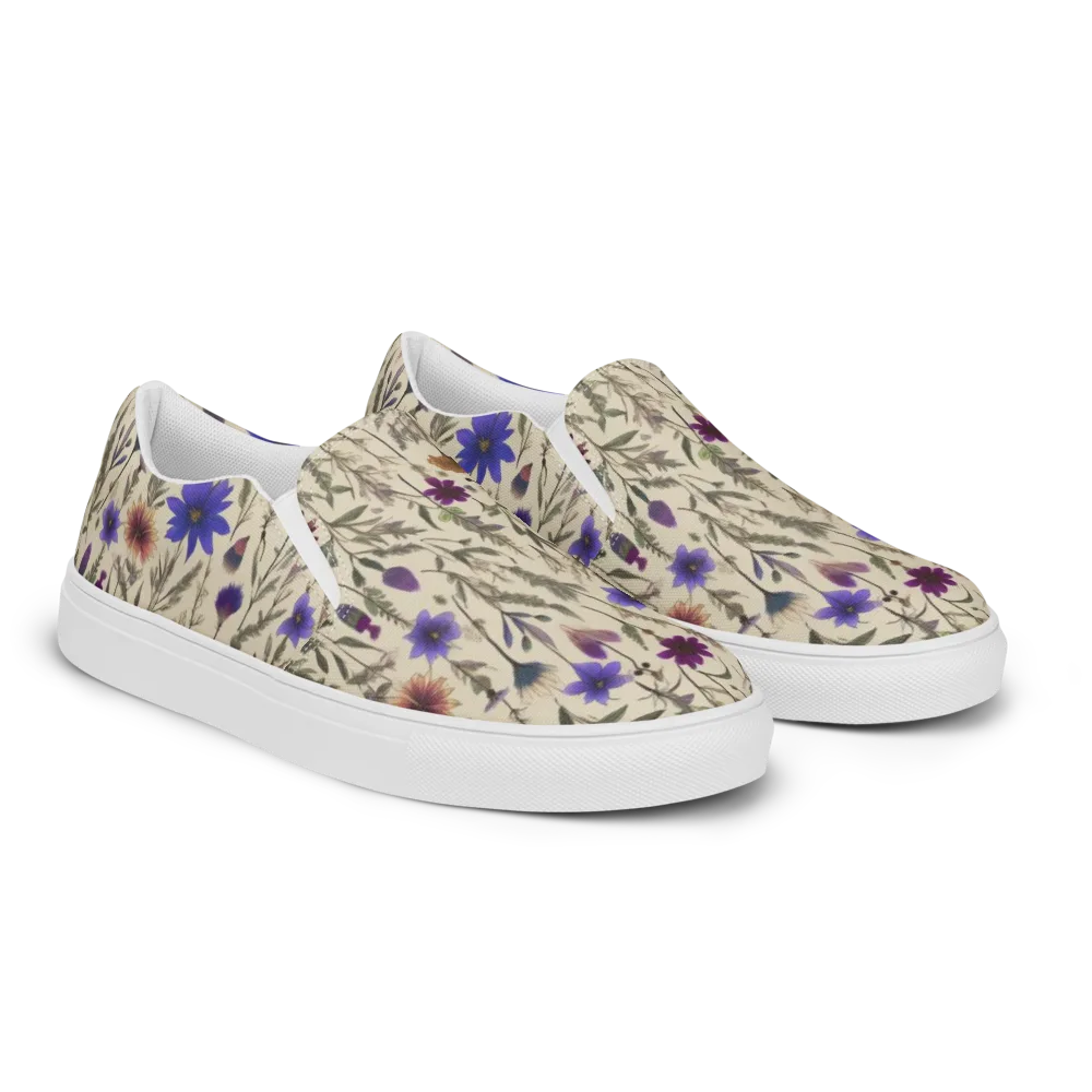 Wildflower Herbarium on Men's Slip-On Canvas Shoes — Right Front