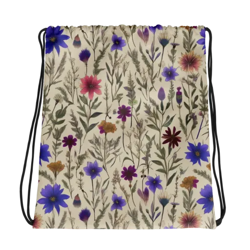 Wildflower Herbarium on a Drawstring Bag