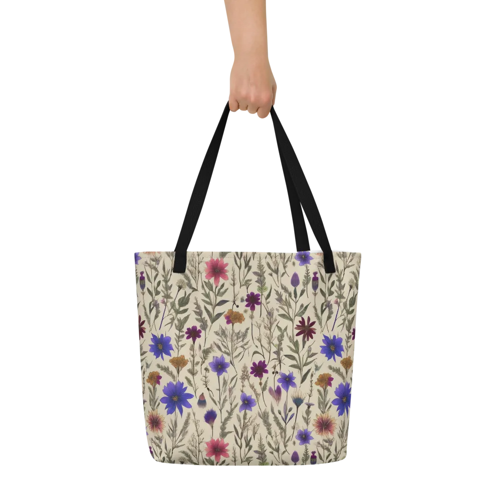 Wildflower Herbarium on Large Tote Bag W/ Pocket — Front
