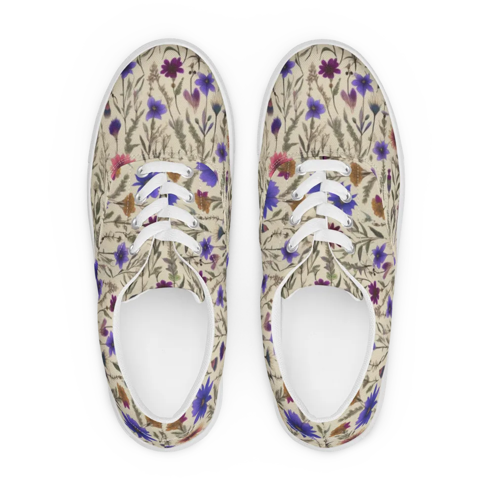 Wildflower Herbarium on Men's Lace-Up Canvas Shoes — Front