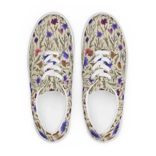Wildflower Herbarium on a Men's Lace-Up Canvas Shoes