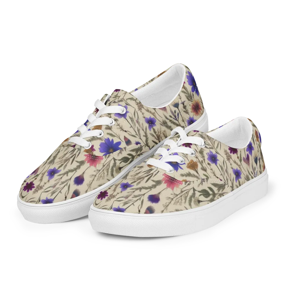 Wildflower Herbarium on Men's Lace-Up Canvas Shoes — Left Front