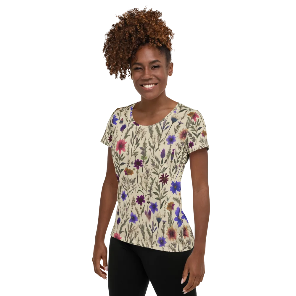 Wildflower Herbarium on Women's Athletic T-Shirt — Left
