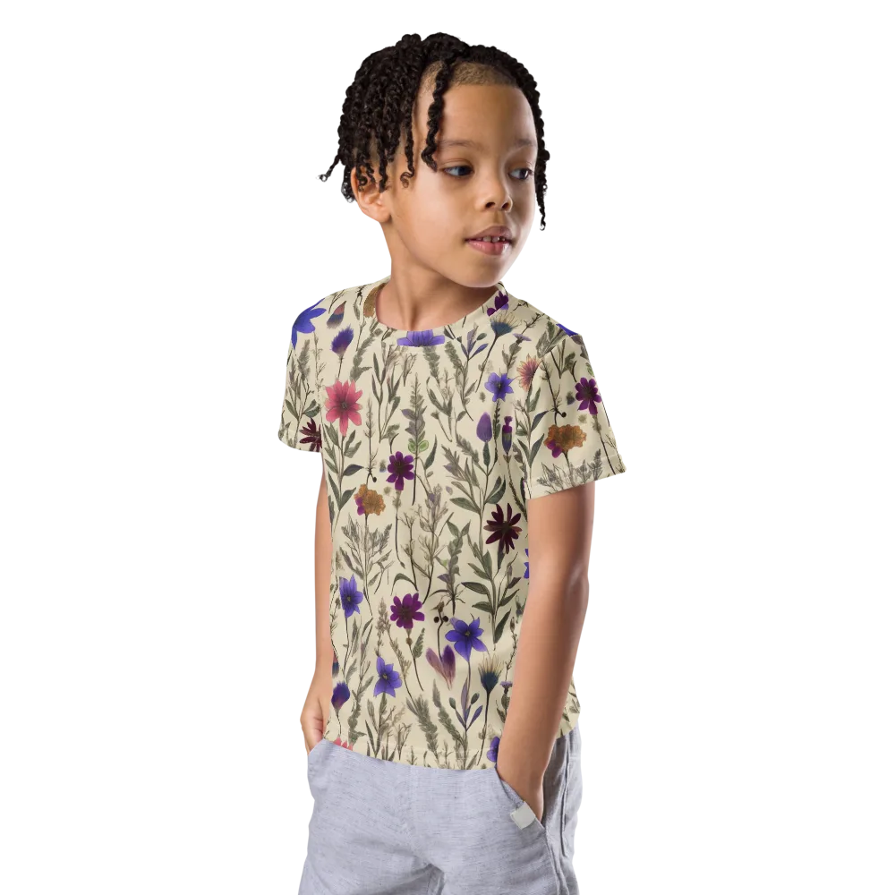 Wildflower Herbarium on Kids Crew Neck T-Shirt — Left Front