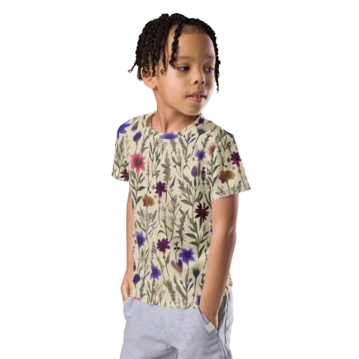 Wildflower Herbarium on a Kids Crew Neck T-Shirt