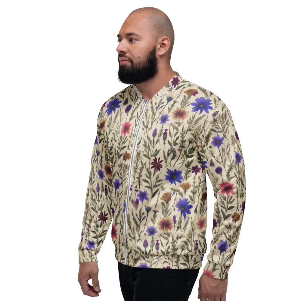 Wildflower Herbarium on Bomber Jacket — Left