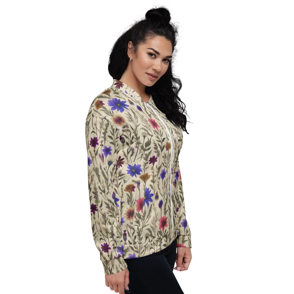 Wildflower Herbarium on Bomber Jacket — Right
